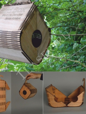 Casa de pássaros feita de compensado flexível